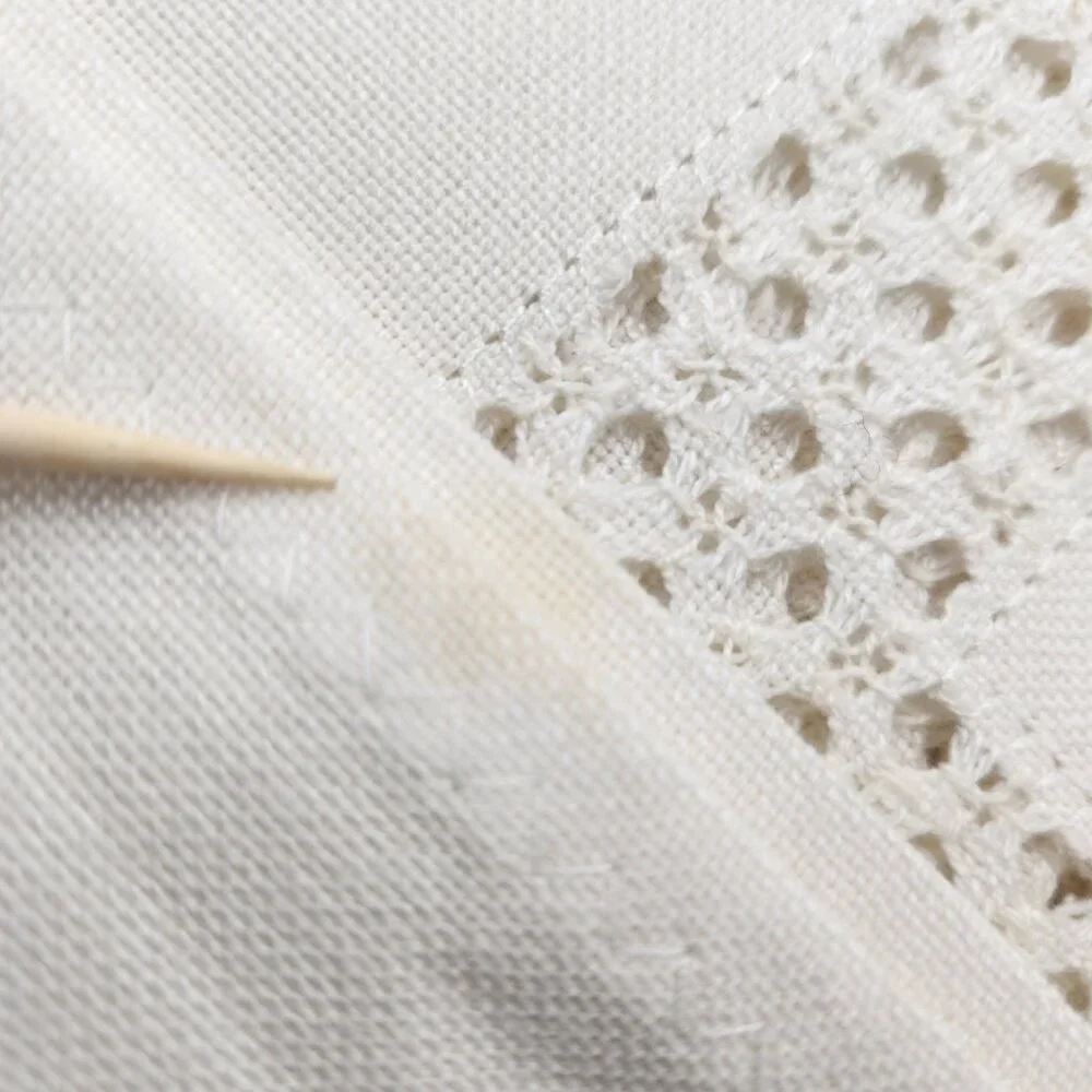 Vintage Embroidered Linen Tablecloth – 40"x40" Floral Blue Gray Stitching - Picture 12 of 13